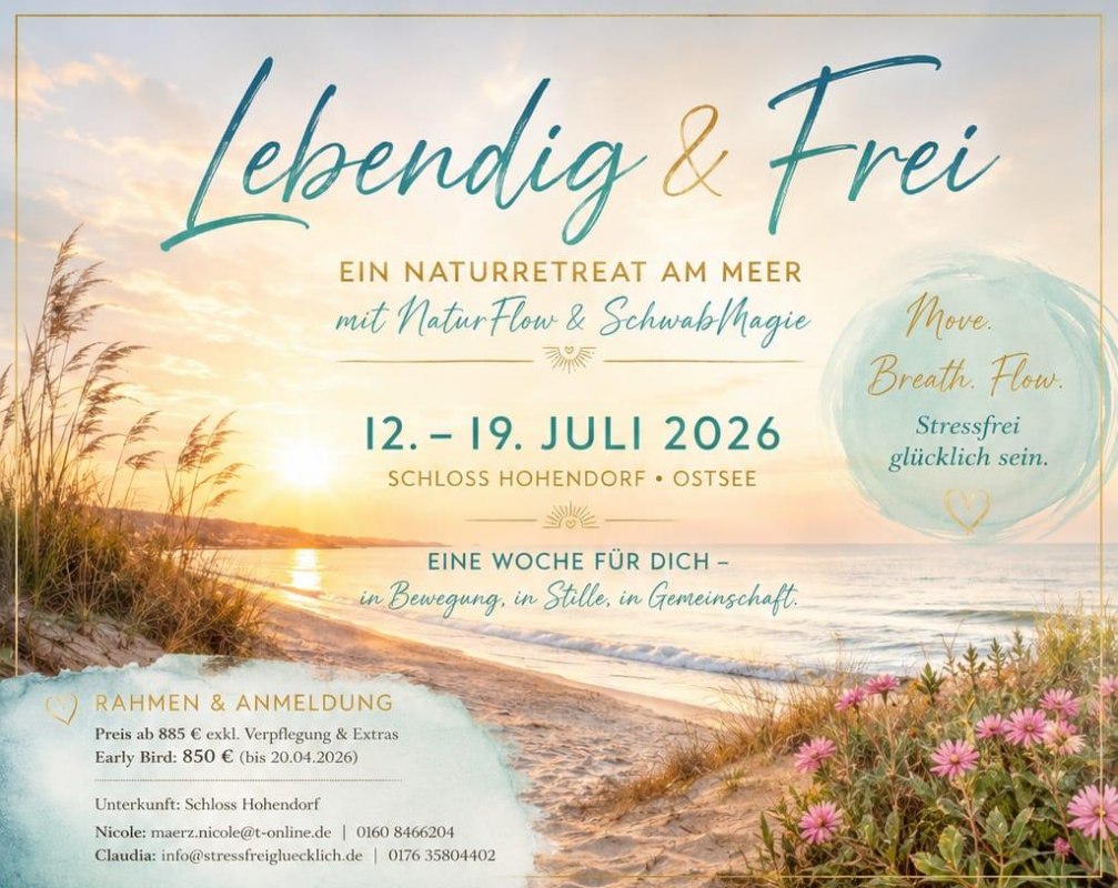 Zwischen Bodden, Meer und weitem Himmel entsteht ein gesch&uuml;tzter Raum f&uuml;r echte Begegnung - mit dir selbst und mit anderen. Dieses Retreat verbindet Naturerlebnis, K&ouml;rperarbeit, Achtsamkeit und Gemeinschaft zu einer intensiven und zugleich leichten Woche. // &copy; Claudia Schwab und Nicole M&auml;rz