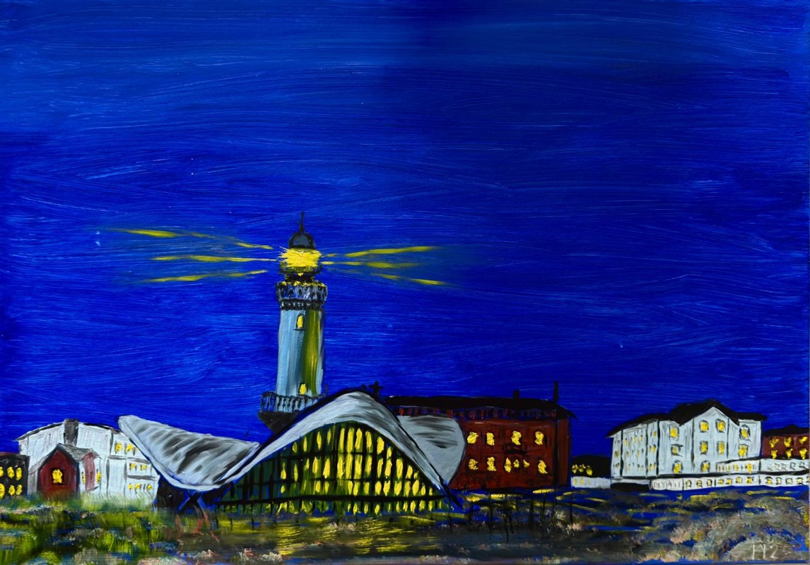 Blaue Stunde Leuchtturm Warnem&uuml;nde // &copy; W. Hube