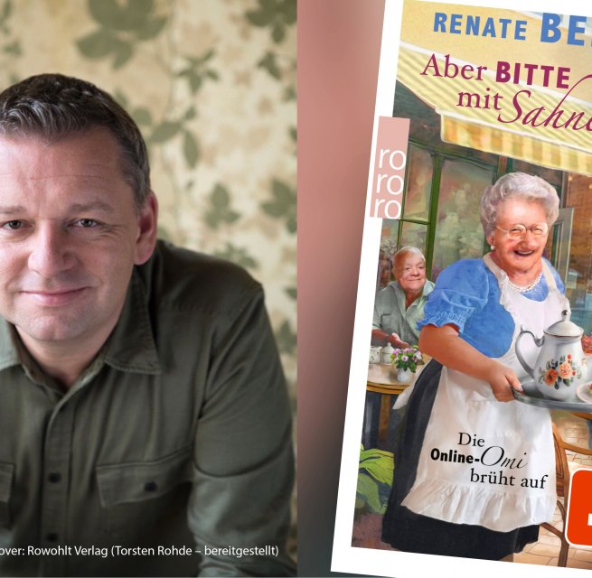 Renate Bergmann &raquo;Aber bitte mit Sahne!&laquo; &ndash; Die Online-Omi br&uuml;ht auf // &copy; Portraitfoto: Dagmar Morath | Buchcover: Rowohlt Verlag (Torsten Rohde &ndash; bereitgestellt)