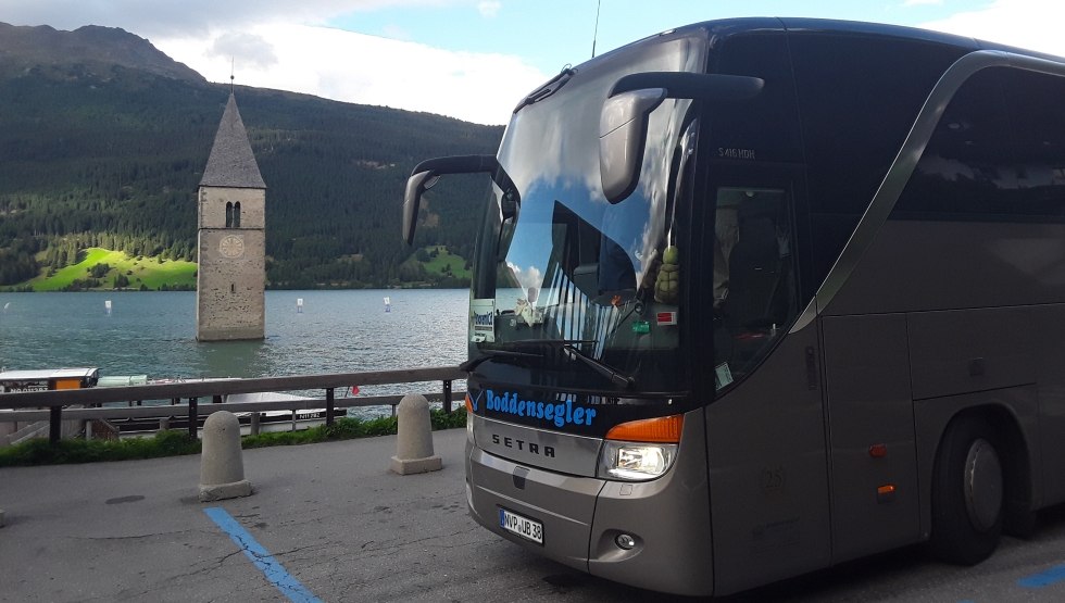 Busfahrten nach Italien, hier zum Reschensee/Südtirol, © Boddensegler Busfahrten nach Italien, hier zum Reschensee/Südtirol, © Boddensegler
