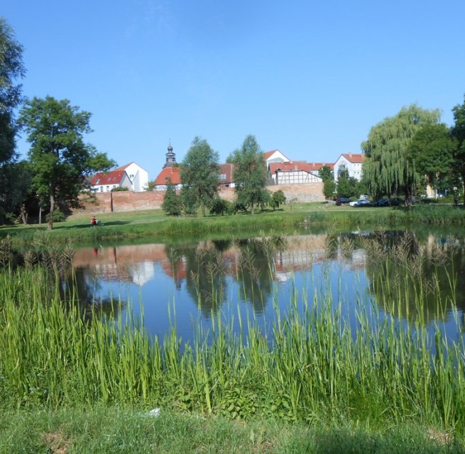 Die grüne Oase von Malchin (Stadtansicht vom Park aus) // © Monika Kröger Die grüne Oase von Malchin (Stadtansicht vom Park aus) // © Monika Kröger