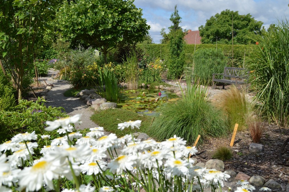 Ruhige Sitzgelegenheit am Gartenteich, &copy; Kevin Hager (Baumschule Hager)