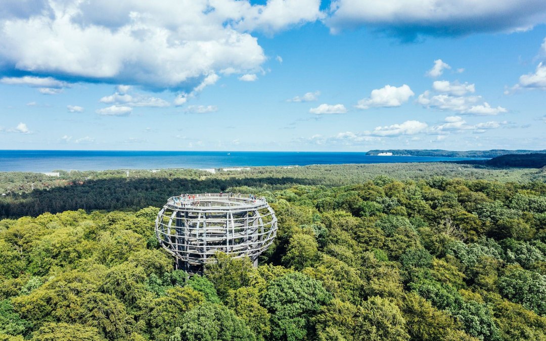 Baumwipfelpfad im Naturerbe Zentrum Rügen aus der Luft // © MV-T/Gänsicke Baumwipfelpfad im Naturerbe Zentrum Rügen aus der Luft // © MV-T/Gänsicke
