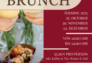 Brunch im Golfpark Strelasund Flyer mit technischen Daten - zwei Haende mit Organensaftglaesern, Obst Kaese und Wurstspezialitaeten, © Golfpark Strelasund Brunch im Golfpark Strelasund Flyer mit technischen Daten - zwei Haende mit Organensaftglaesern, Obst Kaese und Wurstspezialitaeten, © Golfpark Strelasund