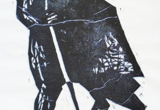 Linoldruck auf Chinapapier, ca. 55 x 115 cm // © Gudula Zientek Linoldruck auf Chinapapier, ca. 55 x 115 cm // © Gudula Zientek