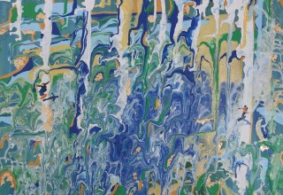 Bild mit der Gießtechnik Acrylic Pouring mit einem Snowboarder und einem Skifahrer // © Isabel Wurlich Bild mit der Gießtechnik Acrylic Pouring mit einem Snowboarder und einem Skifahrer // © Isabel Wurlich