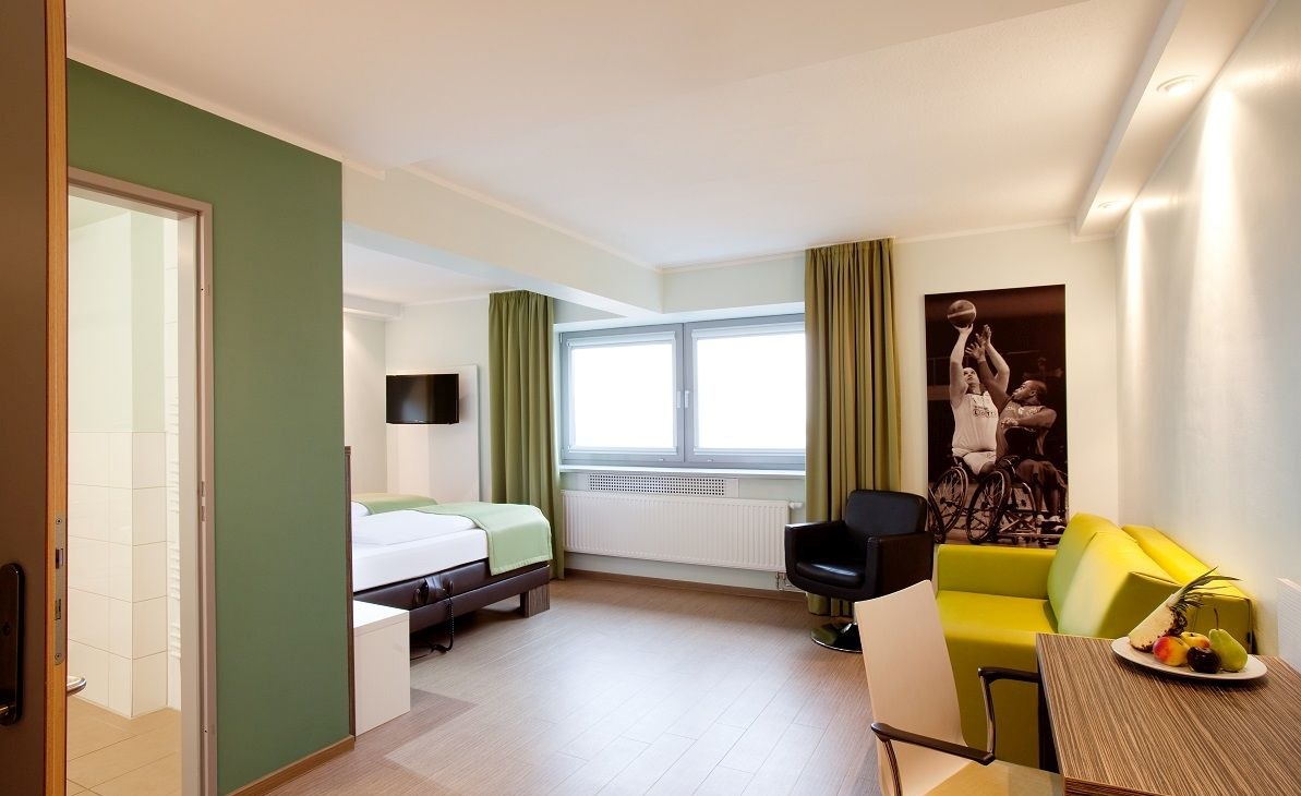 Barrierefreies Zimmer im Hotel Sportforum, © Hotel Sportforum Barrierefreies Zimmer im Hotel Sportforum, © Hotel Sportforum