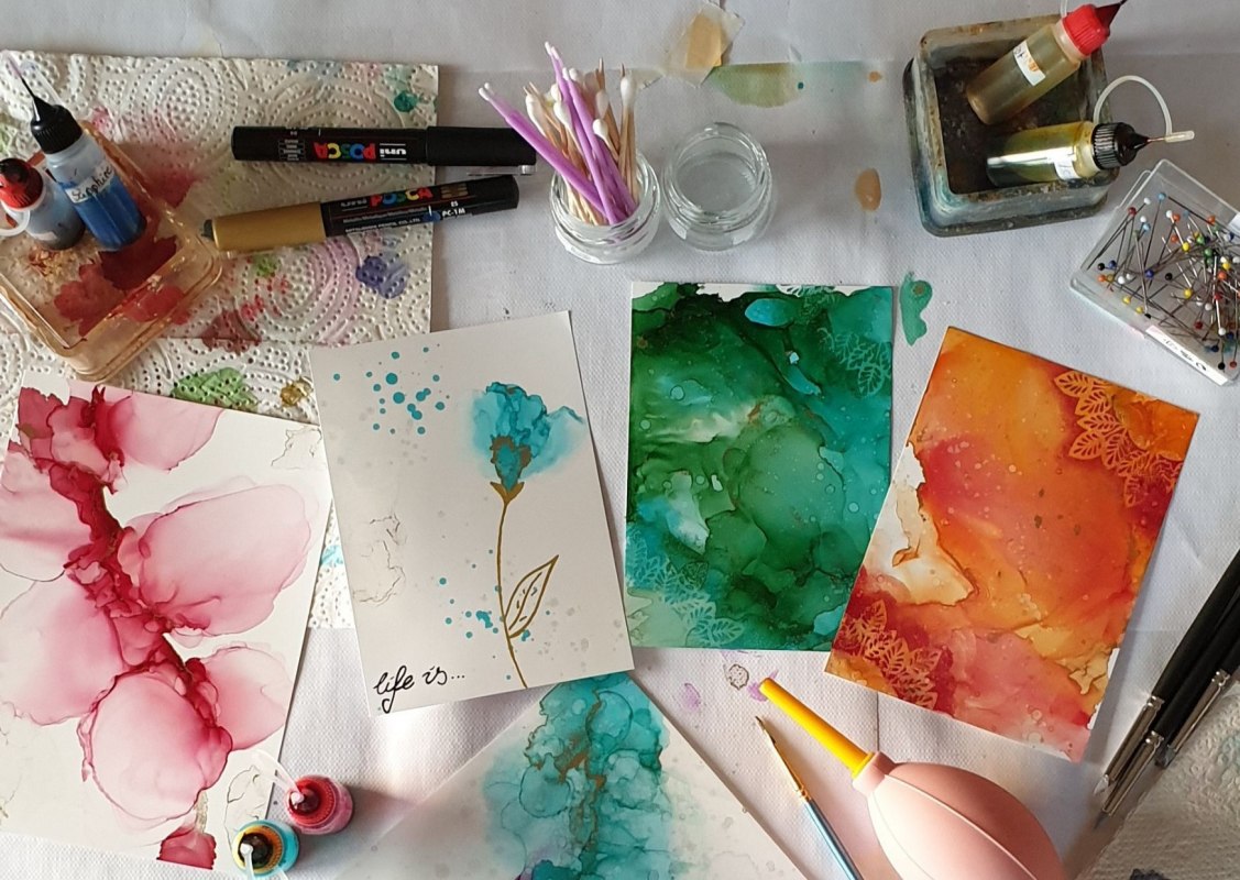 Beispiel Malerei mit Alcohol-Ink, gestaltet von Sandra Gockel, &copy; Sandra Gockel