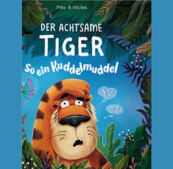 Ein illustrierter Tiger steht verwirrt im Dschungel. // © Stadtbibliothek Stralsund Ein illustrierter Tiger steht verwirrt im Dschungel. // © Stadtbibliothek Stralsund