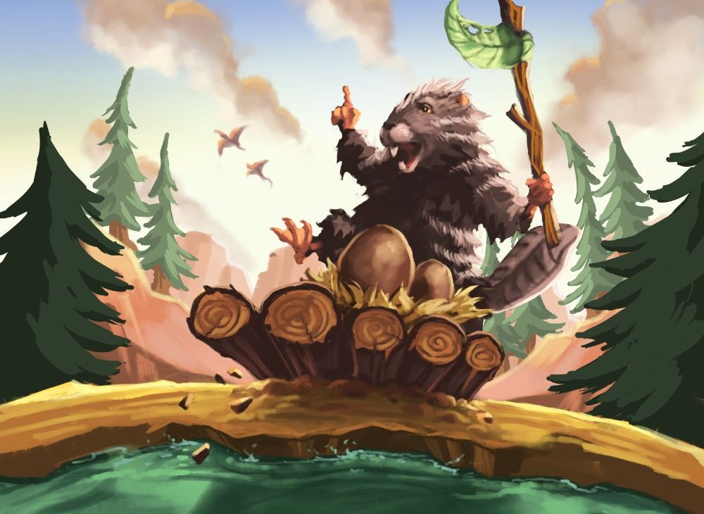 Das Cover eines Spieles von dem Verlag "Funtails" ist abgebildet. Darauf sieht man einen Biber auf einem Flo&szlig;., &copy; Stadtbibliothek Stralsund