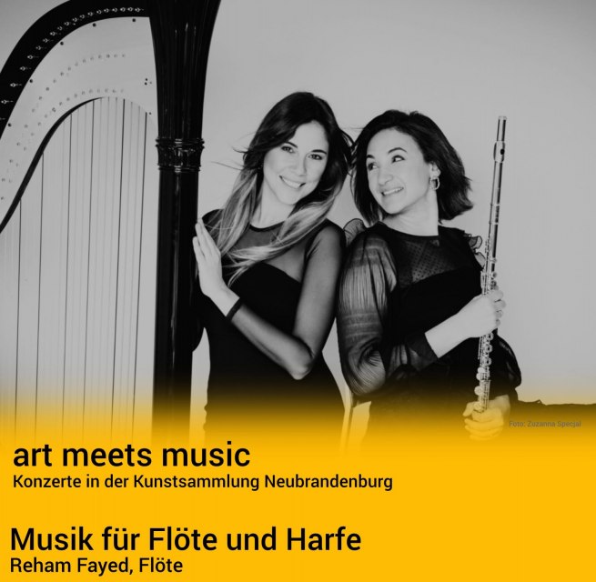 art meets music - Reham Fayed, Fl&ouml;te / Rosa D&iacute;az Cot&aacute;n, Harfe // &copy; Kunstsammlung Neubrandeburg