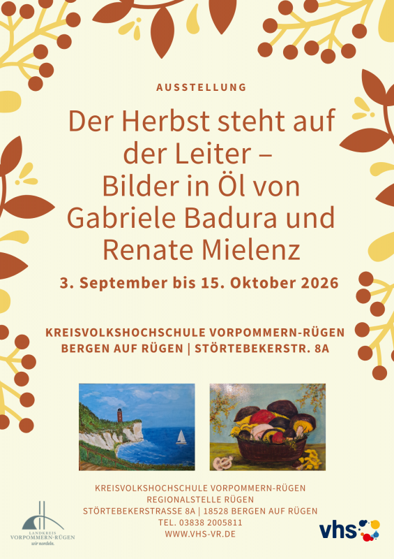 Hier finden Sie alle Daten zur Ausstellung. // © vhs Hier finden Sie alle Daten zur Ausstellung. // © vhs
