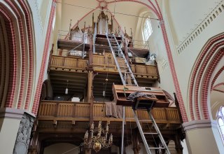 Die Lütkemüller-Orgel in Waren während der Sanierung 2025 // © Stephan Fischer Die Lütkemüller-Orgel in Waren während der Sanierung 2025 // © Stephan Fischer