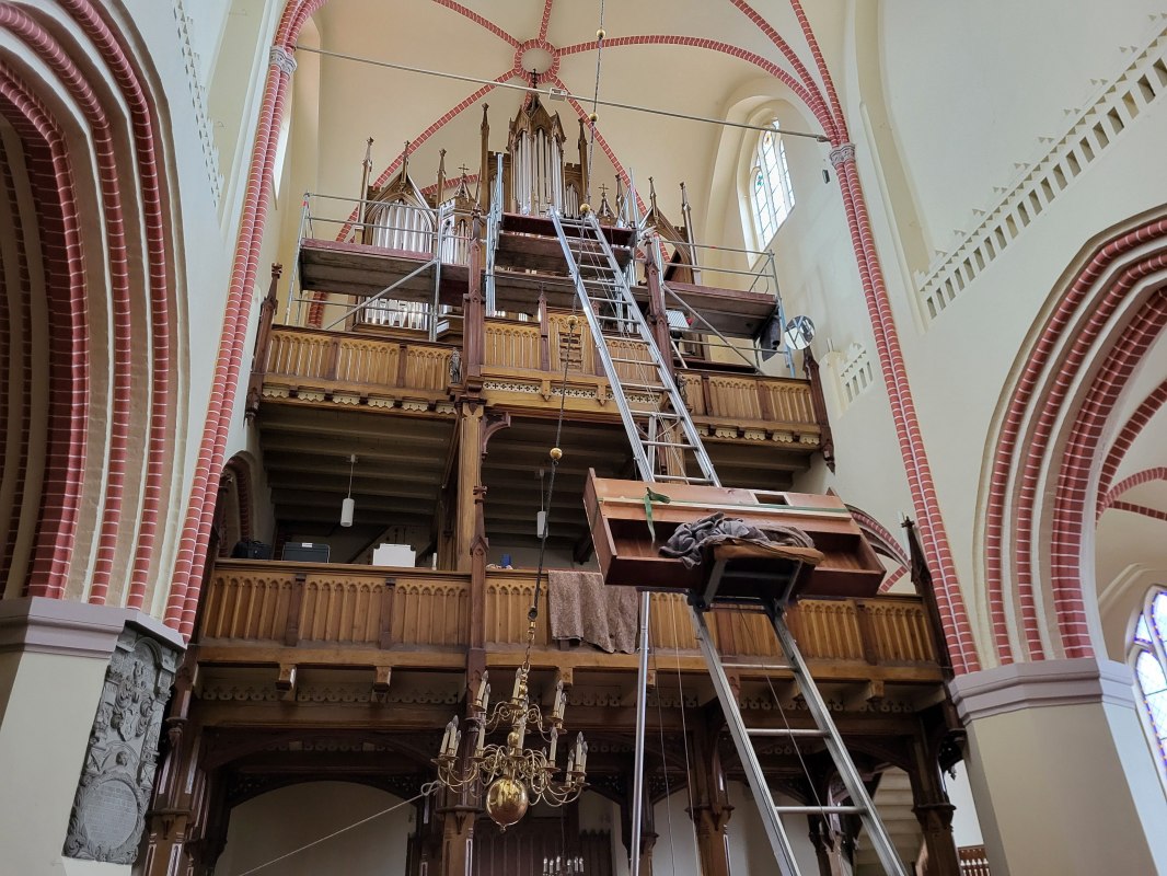 Die Lütkemüller-Orgel in Waren während der Sanierung 2025 // © Stephan Fischer Die Lütkemüller-Orgel in Waren während der Sanierung 2025 // © Stephan Fischer