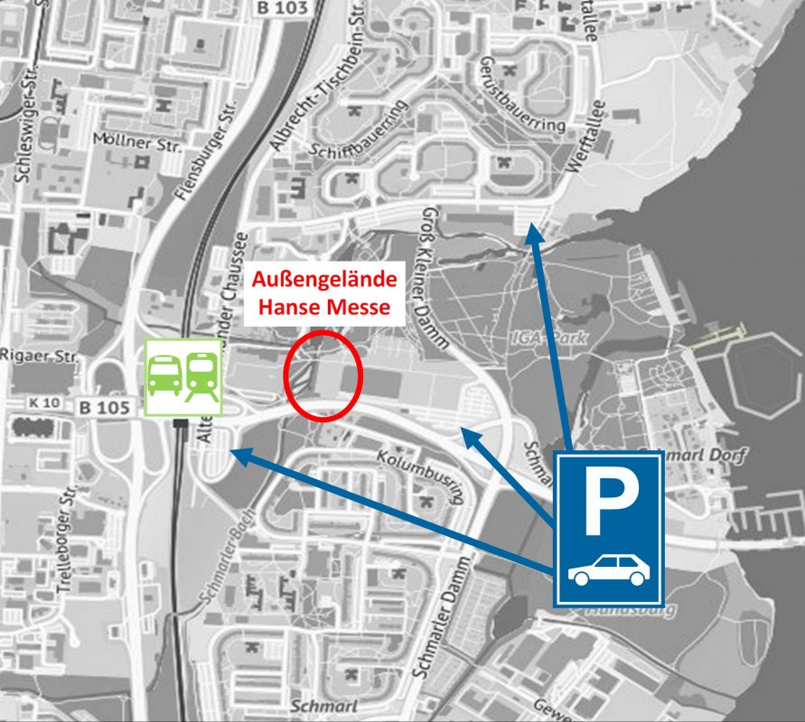 Aankomst / parkeerplaatsen / locatie // &copy; Freiwillige Feuerwehr Rostock- Gro&szlig; Klein