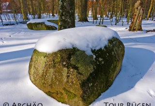 die Opfersteine beim Forsthaus Werder im verschneiten Wald der Stubnitz // © Archäo Tour Rügen die Opfersteine beim Forsthaus Werder im verschneiten Wald der Stubnitz // © Archäo Tour Rügen