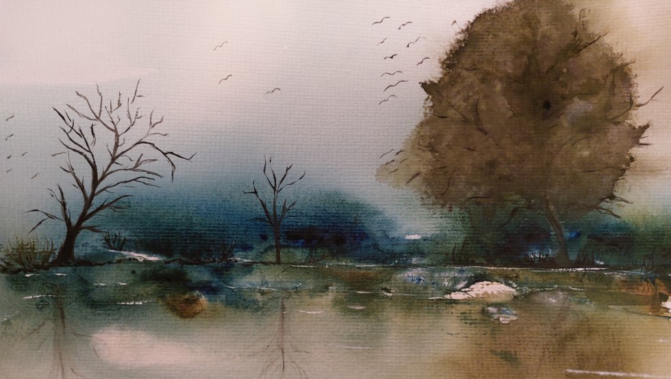 Landschaft in Aquarell, &copy; Karola Peeck