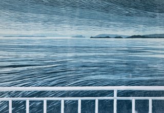 Andrea Ackermann, 2025, Boknafjord, Holzschnitt, verlorene Form, 30 x 40 cm // © Andrea Ackermann Andrea Ackermann, 2025, Boknafjord, Holzschnitt, verlorene Form, 30 x 40 cm // © Andrea Ackermann