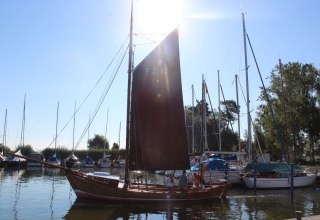 Das Zeesenboot von Alwin Harder am kleinen Hafen im Erholungsort Mönkebude // © TVV/Spittel Das Zeesenboot von Alwin Harder am kleinen Hafen im Erholungsort Mönkebude // © TVV/Spittel
