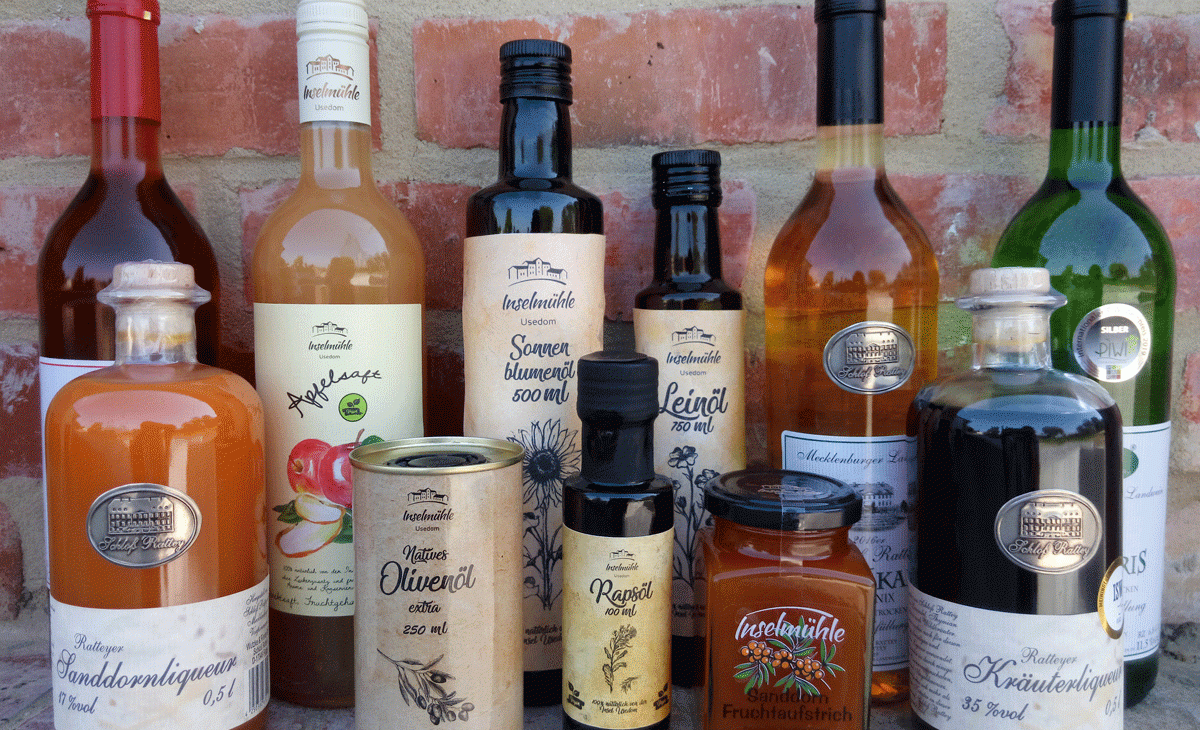 Eine Vielfalt an regionalen Produkten "Made in Usedom", &copy; Inselm&uuml;hle Usedom GmbH