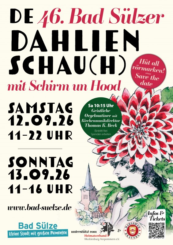 Poster Dahlienschau(h) 2026 // © Stadt Bad Sülze Poster Dahlienschau(h) 2026 // © Stadt Bad Sülze
