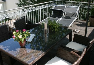 Genießen Sie Ihr Frühstück auf dem großen Balkon, © Fam. Borkers Genießen Sie Ihr Frühstück auf dem großen Balkon, © Fam. Borkers