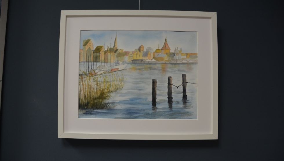 Blick auf Rostock, Aquarell, © Rita Waack