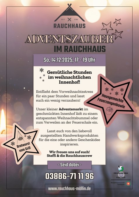 Adventszauber im Rauchhaus, © Rauchhaus Möllin Adventszauber im Rauchhaus, © Rauchhaus Möllin