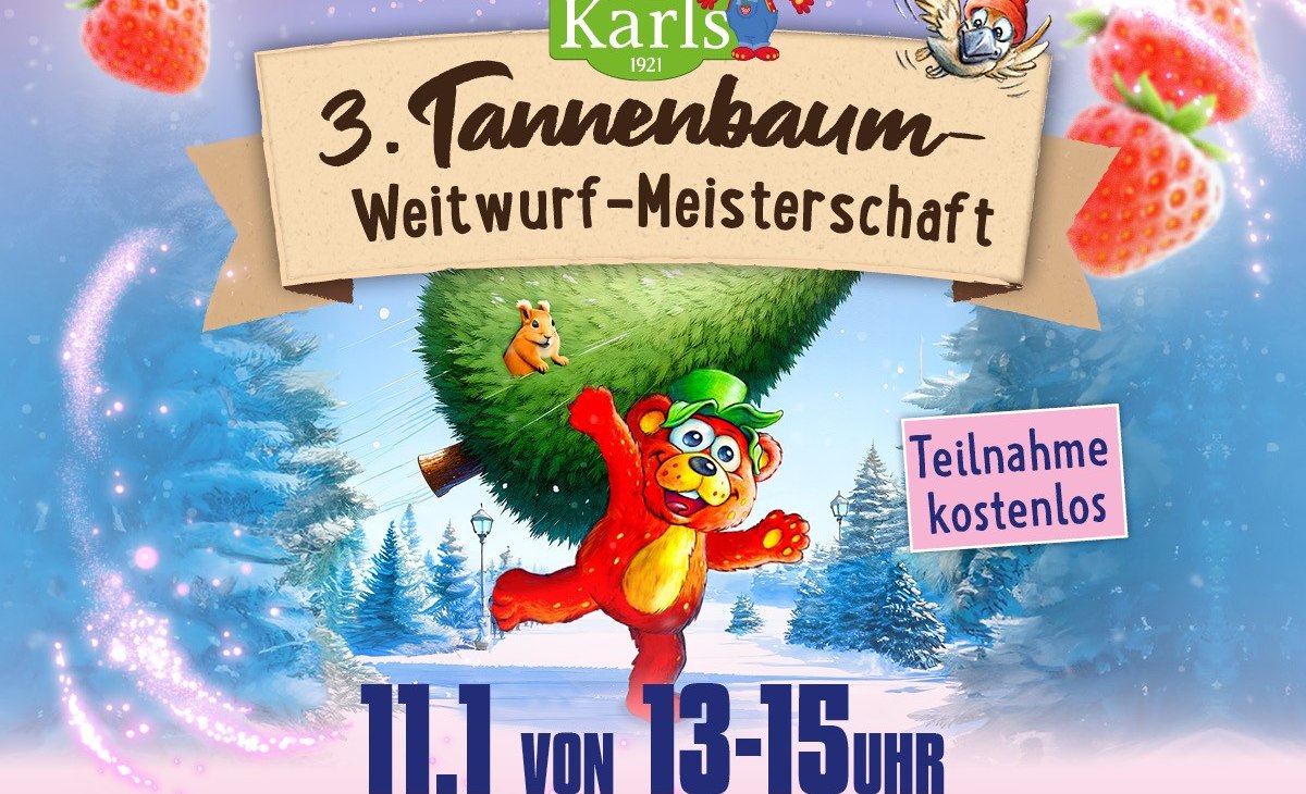 Tannenbaum-Weitwurf-Meisterschaft bei Karls f&uuml;r die ganze Familie. Gewinne tolle Prise. Komm zu Karls!, &copy; Karls Markt OHG