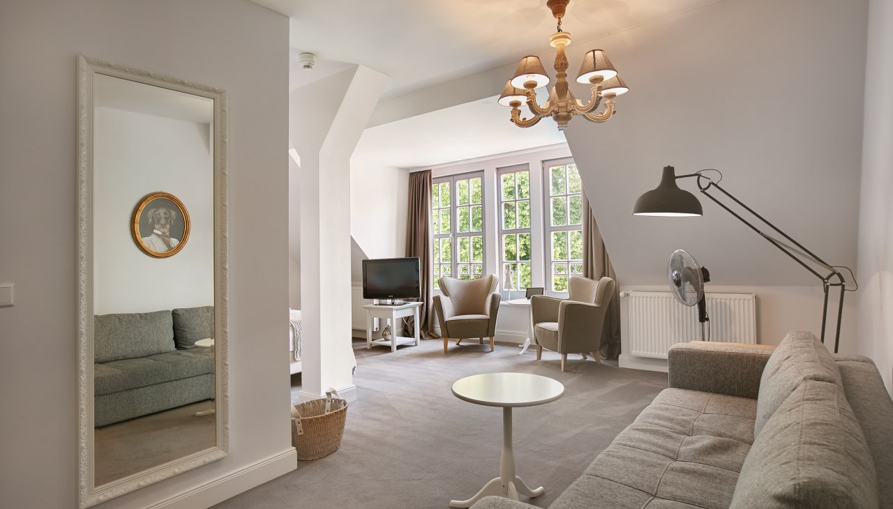 Moderne und gemütlich eingerichtete Zimmer auf Gut Vorbeck, © Gut Vorbeck / Thomas Mandt Moderne und gemütlich eingerichtete Zimmer auf Gut Vorbeck, © Gut Vorbeck / Thomas Mandt