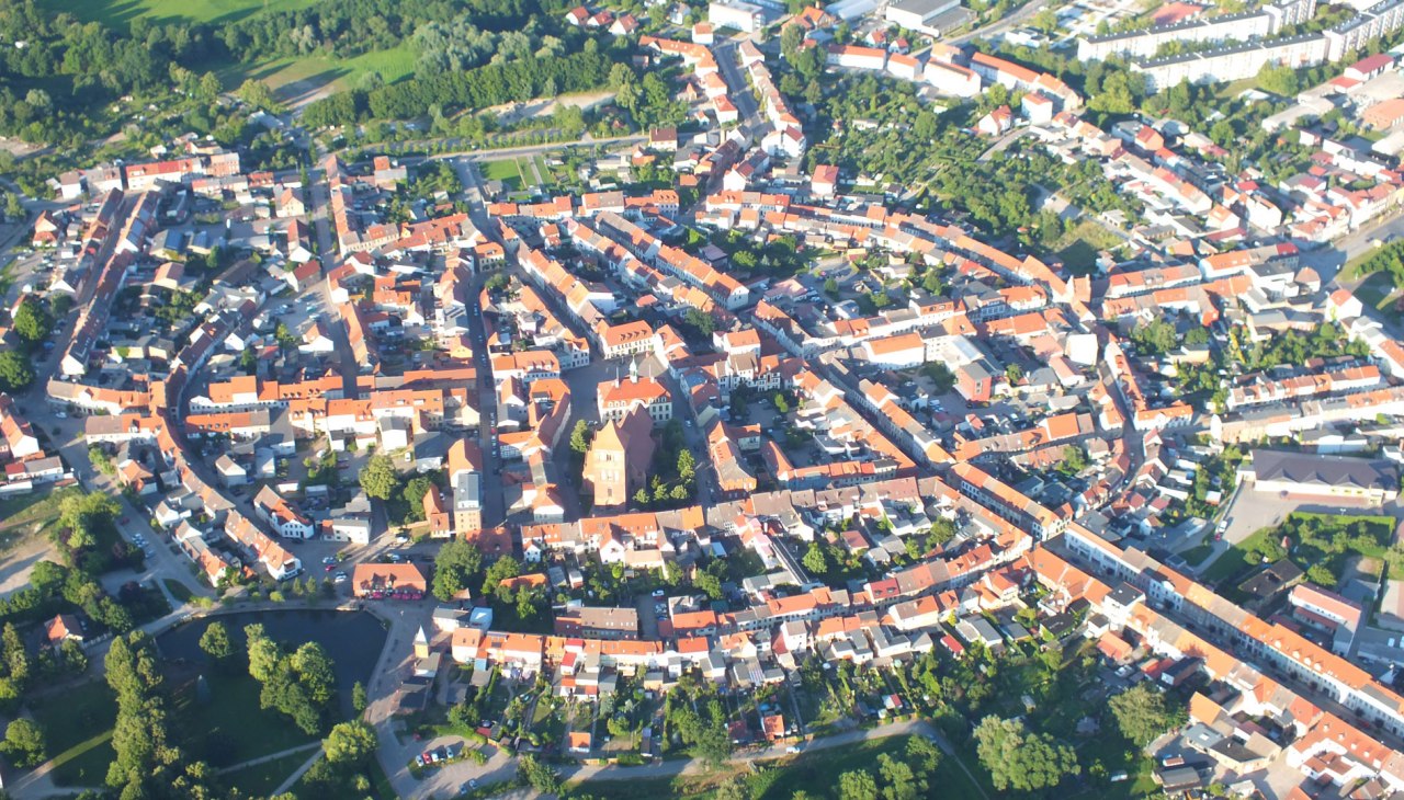 Luftbild vom Stadtkern Teterow, © Jan Fencik