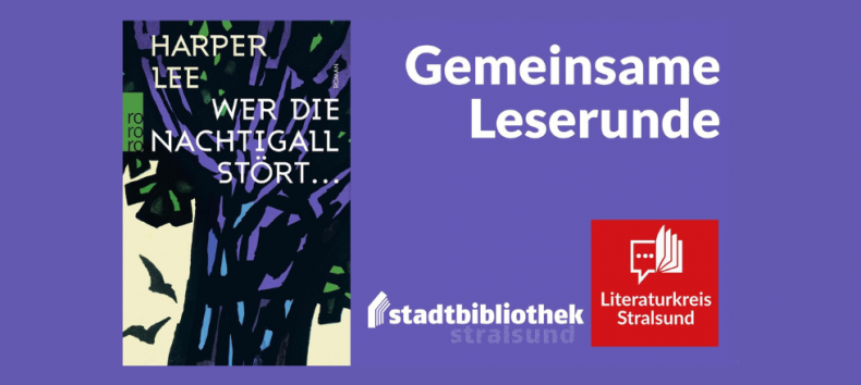 Op de afbeelding is de omslag van het boek &bdquo;To Kill a Mockingbird&ldquo; van Harper Lee te zien. Daarop staat een abstract geschilderde boom met vogels. // &copy; Literaturkreis Stralsund