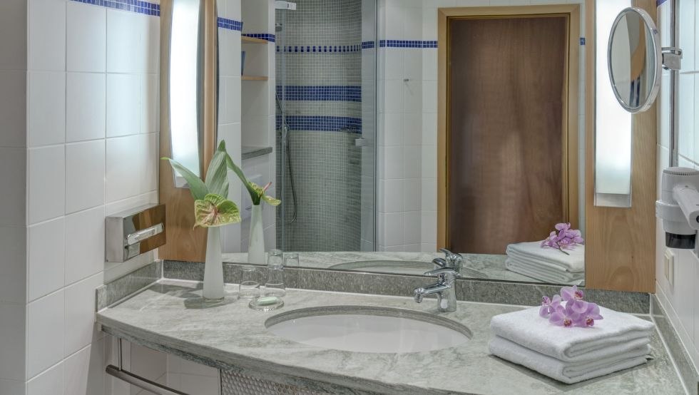 Badezimmer im Hotel Am Leuchtturm, © Hotel Am Leuchtturm Badezimmer im Hotel Am Leuchtturm, © Hotel Am Leuchtturm