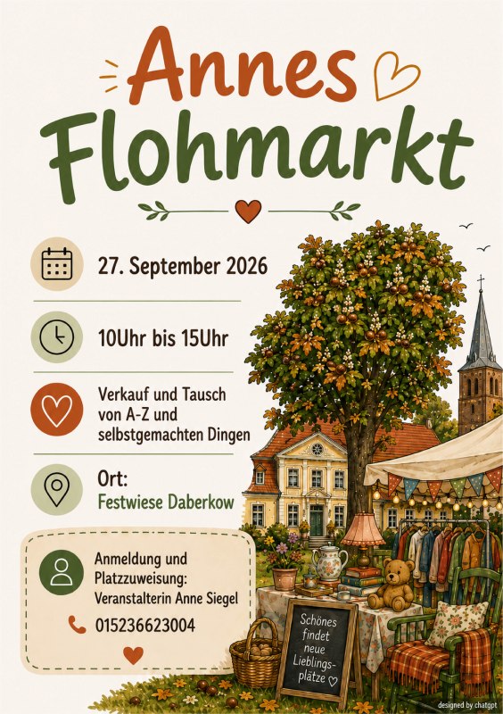 Flyer für den anstehenden Flohmarkt // © designed by chatgpt Flyer für den anstehenden Flohmarkt // © designed by chatgpt