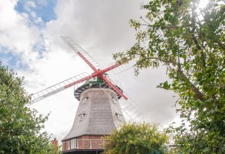 Mühle eingerahmt von Bäumen, © Frank Burger Mühle eingerahmt von Bäumen, © Frank Burger