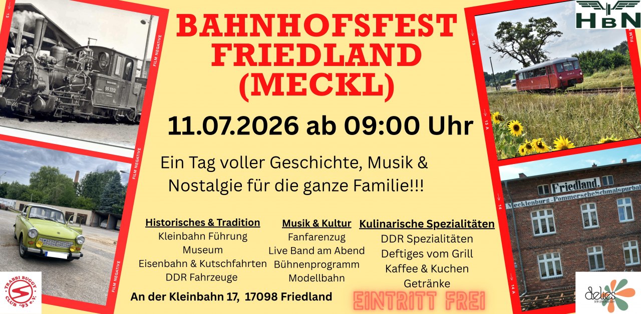 Flyer Bahnhofsfest Friedland // &copy; Hafenbahn Neustrelitz e.V.