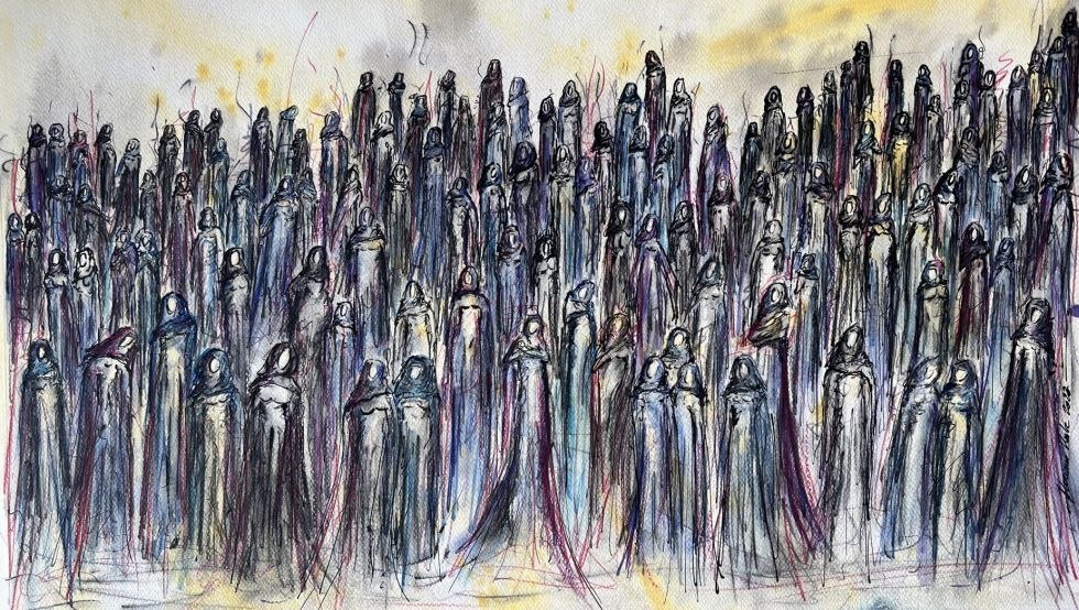 Veiled III, Mixed Media auf Papier, © Floriane Kalz