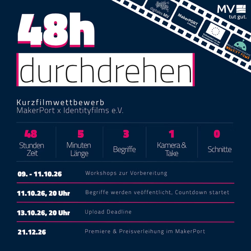 https://www.makerport.de/event-details/48h-durchdrehen-der-kurzfilmwettbewerb-in-stralsund-2 // &copy; MakerPort