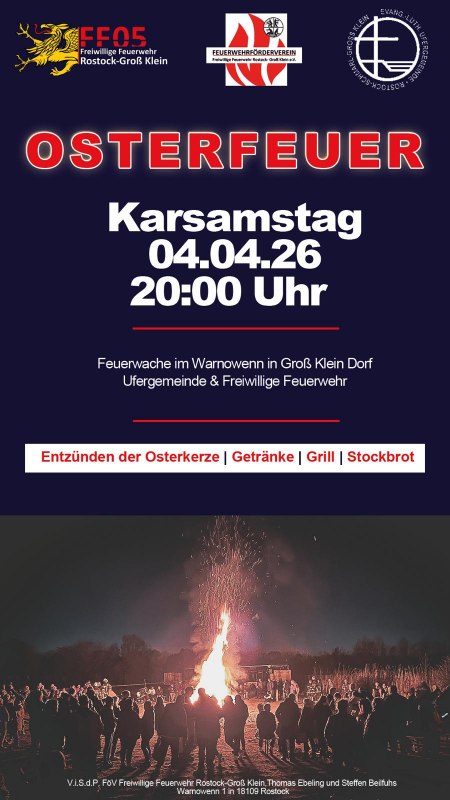 Osterfeuer bei der Freiwilligen Feuerwehr Rostock- Gro&szlig; Klein // &copy; Freiwillige Feuerwehr Rostock- Gro&szlig; Klein