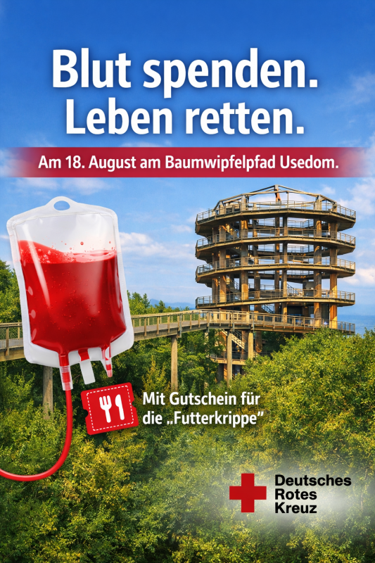 Blutspende-Aktion des Deutschen Roten Kreuzes am Baumwipfelpfad Usedom // © Erlebnis Akademie AG/Baumwipfelpfad Usedom Blutspende-Aktion des Deutschen Roten Kreuzes am Baumwipfelpfad Usedom // © Erlebnis Akademie AG/Baumwipfelpfad Usedom