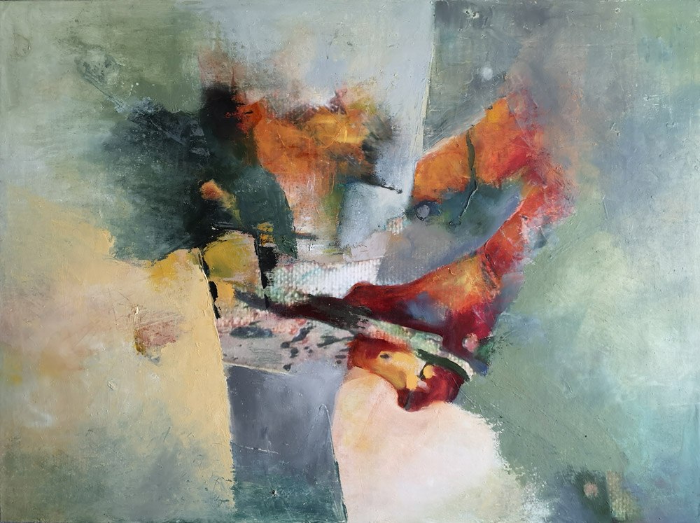 Nr.376, olieverf op papier (afdruk) op hout, 60x80cm // &copy; Sabine Stecker