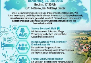 Veranstaltungs Informationen G&auml;ste: Simone Borchardt MdBGesundheitspolitische Sprecherin der CDU/CSU-BundestagsfraktionManon Austenat-WiedLeiterin Landesvertretung M-V Techniker KrankenkasseFranzel SimonHelios Kliniken GmbH // &copy; KAS M-V