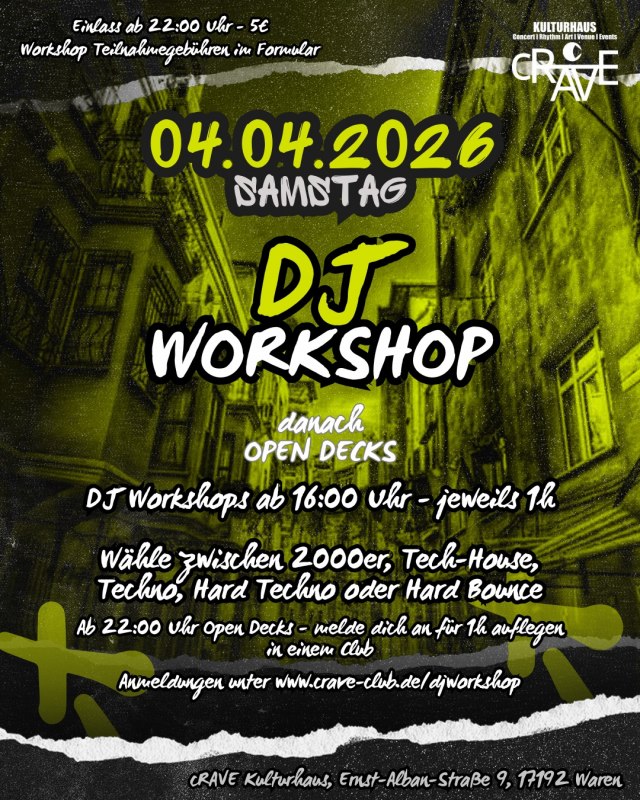 DJ Workshop & Open Decks bij CRAVE Kulturhaus // &copy; cRAVE Kulturhaus