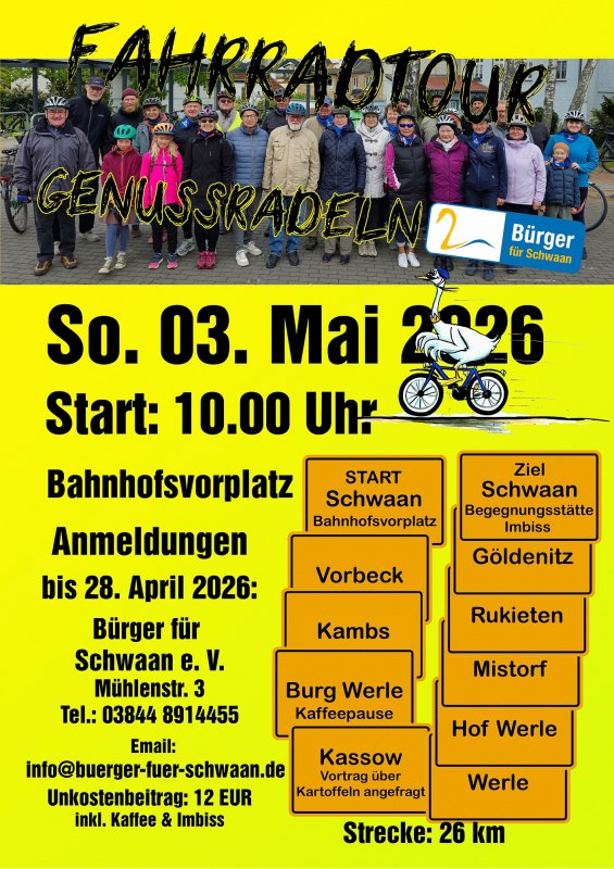 Plakat Fahrradtour 03052026 12 cm 300, &copy; B&uuml;rger f&uuml;r Schwaan e.V.