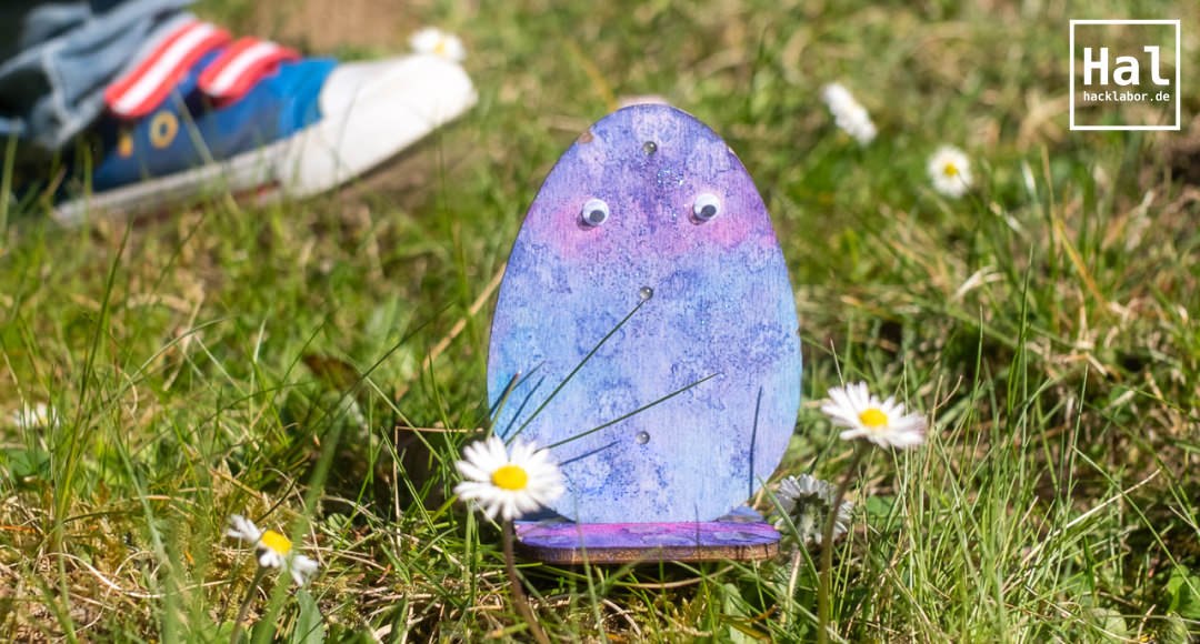 Ein bemaltes Osterei aus dem Lasercutter, &copy; Hacklabor