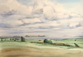 Boddenlandschaft
Fischland 1990 Aquarell, &copy; J&uuml;rgen Schneider