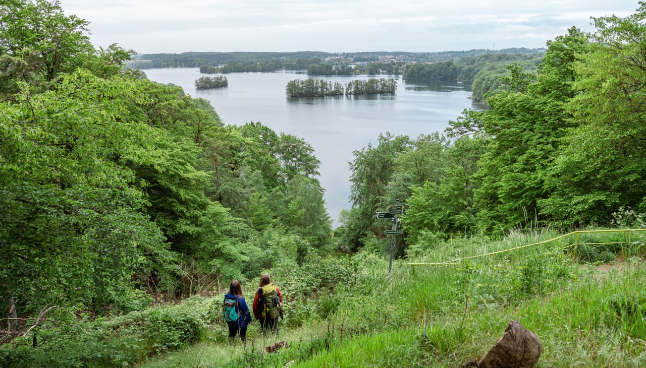 Wandern auf dem Naturparkweg am Aussichtspunkt Reiherberg, © TMV/Gross Wandern auf dem Naturparkweg am Aussichtspunkt Reiherberg, © TMV/Gross