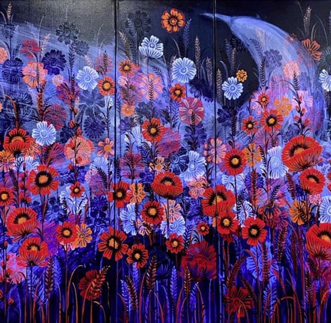 Olha Cheremushkina: Erinnerung an blühendes Land. Malerei, Acryl auf Leinwand // © Olha Cheremushkina Olha Cheremushkina: Erinnerung an blühendes Land. Malerei, Acryl auf Leinwand // © Olha Cheremushkina