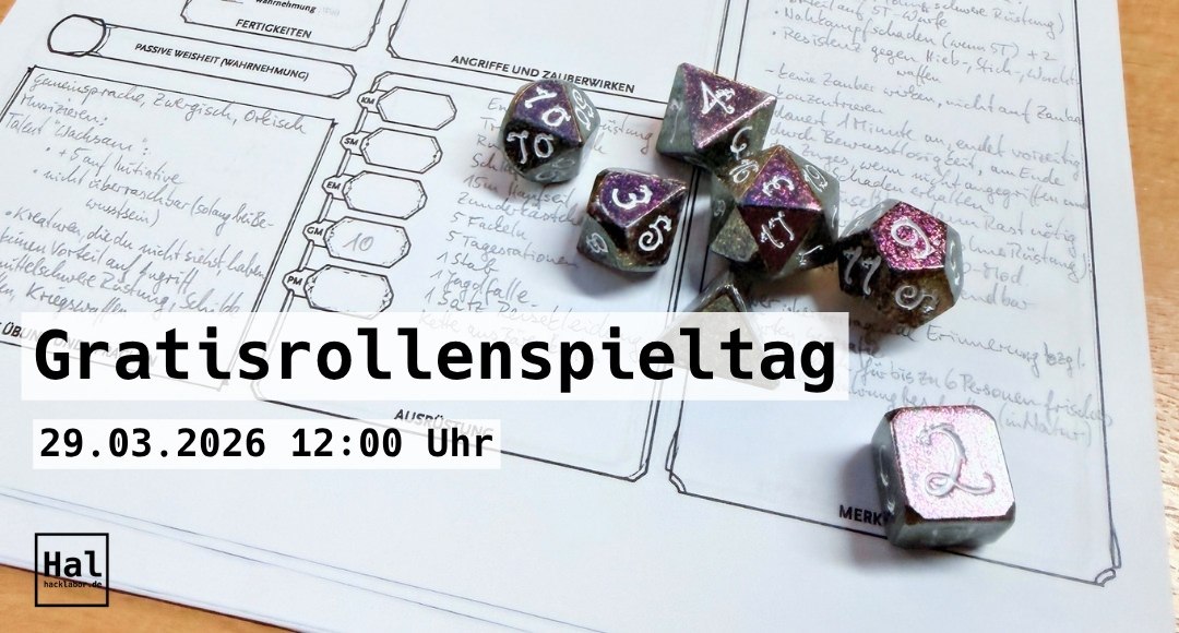 Spielbogen und W&uuml;rfel f&uuml;r Pen&Paper // &copy; Hacklabor