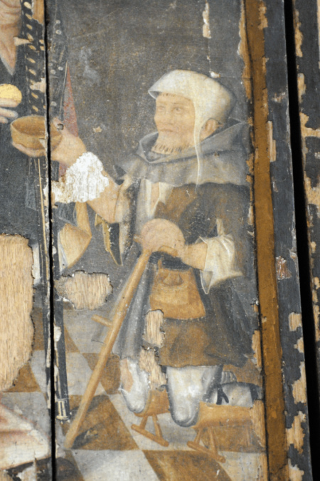 Bettler auf Retabel in St. Nikolai Stralsund, &copy; Gunnar M&ouml;ller